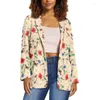 Damespakken Noisydesigns Vintage dames bloemenprint blazer bohemien casual jassen dames zwart pak met lange mouwen elegante werkjas 2024