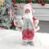 Christmas Decorations 30cm Pink Standing Posture Gift Santa Claus Doll Oranments Xmas Pendants Merry Decor For Home Kids Naviidad Presents 231026