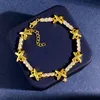 Novo projetado colar de pingente de cobre 18k banhado a ouro metal brilhante x letras micro incrustações diamantes luxo mulheres pulseira brinco casal designer jóias tt0321