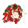 Decorative Flowers 25CM Christmas Wreath With Bowknot Holiday Indoor Outdoor Window Front Door Wall Hanging Artificial Garland Decoration