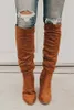 Boot 's High Boots 패션 사이드 지퍼 라이딩 부츠 힐 신발 크기 43 명의 여성 무릎 Botas de Mujer 231025 여성