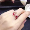 Naturalny i prawdziwy rubinowy pierścień srebrny 925 Pierścień dla uroku Ruby Finger Aquamarine Women Fine Jewelry244D