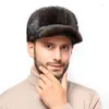 Berets Hats Men Luxury Mens Real Fur Mink Winter Hat Bomber Ushanka Cap Russian Ski Trapper Fashion HatsBerets BeretsBerets