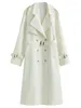 Women's Trench Coats FSLE Classic Fashion Double-breasted Mid-length Coat Female Spring British Style Solid All-match Windbreak For Women