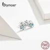 Stud Bamoer bleu cristal patte boucles d'oreilles pour fille coeur forme CZ empreinte oreille goujons Bijoux femmes conception originale Bijoux SCE654 YQ231026