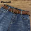 Ceintures 1 pièce Deepeel 3.8*105-125cm cuir de vachette homme Vintage Double aiguille boucle ceinture adultes mâle large ceinture avec jean YQ231026