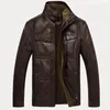 Men's Jackets Warm Fleece Jacket Long Sleeve Men Faux Leather Stand Collar Lined Zip Short