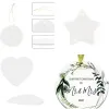3 pouces sublimation blanc blanc Noël engagé personnalisé ornement rond coeur cercle étoile forme céramique arbre de Noël décors étiquette volante