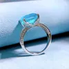 Cluster Rings Spring Qiaoer 18K Gold Plated 925 Sterling Silver 14 10 MM Paraiba Tourmaline High Carbon Diamonds Gemstone Fine Jewelry Ring