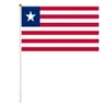 Liberia Flag Liberian Hand Waving Flags 14x21 cm Polyester Country Banner med plastflaggstång för parader Sportevenemang Festiva9749872