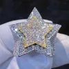 Hip Hop Ice Out Jewelry Ring with Custom Pass Diamond Tester Moissanite Vvs Punk Certified 925 Silver Gold Plated