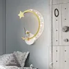 Lâmpada de parede moderna lâmpadas led cristal dos desenhos animados estrela lua arandelas quarto das crianças para quarto cabeceira decoração luminárias brilho