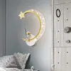 Wall Lamp Modern LED Lamps Crystal Cartoon Star Moon Children's Room Sconces For Bedroom Bedside Decor Fixtures Lustre