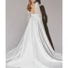 Satynowa suknia ślubna aplikacje długie rękawy suknie ślubne szat de Mariee Plus Size Custom Made 328 328