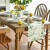 Table Napkin Summer Runner And Placemats Green Leaves Spring Atmosphere Linen Tables 13x72 12x18