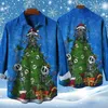 メンズカジュアルシャツ2024フェスティバルスカル3Dプリントクリスマス長袖シャツファッション服のトップス