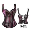 Sexig steampunk blixtlås korsett plus storlek retro cosplay bustier party klänning svart snörning korsett kvinnor topp323j