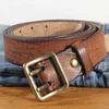 Belts FAJARINA Mens Retro Cowhide Leather Brass Double Pin Buckle Metal Belt for Men Top Quality Solid Cow Skin 3.8cm N17FJ950 YQ231026