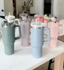 Bicchieri da 40 once di Pink Dune Cream Bicchieri con manico Coperchi per bicchieri isolati Tazza termos per caffè in acciaio inossidabile con cannuccia pronta per la spedizione Bottiglie d'acqua