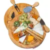 Bamboo Kitchen Tools Cheese Board and Knife Set Round Charcuterie Boards Swivel Meat Platter Holiday Housewarming Gift Wholesale FY2966 new