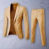 Men's Suits 1 Set Jacket Trousers Attractive Pure Color Slim Fit Formal Suit Male Men Lapel Blazer Pants For Wedding