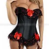 Siyah Flouning Oversters Corset ile Susu Seksi Dantel Up Budier Lingerie Top S M L XL 2XL269H