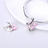 Encantos rosa vintage rádio e fita música balançar charme ajuste pulseira colar grânulo pingente prata cor diy jóias femininas 2023 tendência