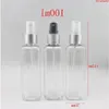 Vaporisateur de bouteilles cosmétiques colorées transparentes carrées de 100 ml, vente en gros, 100 cc avec pompe de pulvérisation argentée, bouteilles de brouillard d'eau de haute qualité Ohjeq