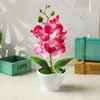 Dekorativa blommor konstgjorda blomma fem huvuden falska krukväxter phalaenopsis bonsai hem dekor konst diy prydnad rum dekoration