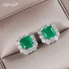 Stud vintage 7*7 mm Square Szmaragd 1 mm cyrkon 925 Srebrna igła Przeszywające Kolki Damskie Party Wedding Party Prezent YQ231026