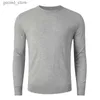 Suéteres masculinos Leve Merino Lã Crewneck Suéter Roupa Interior Camiseta -Homem Quente Roupas Tops Suéteres Q231026