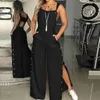 Women's Jumpsuits Rompers Button Jumpsuit Spaghetti Long Camis Pocket Summer Vintage Loose Wide Leg Overall Jumpsuit Playsuits Pocket Bodysuits Women T231026