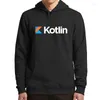 Męskie bluzy z kapturem Kotlin Funny Code Programator Geek Nerd Prezent Retro Hooded Bluza