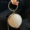 Evening Bags Circular Ring Portable Evening Bags Metal Sliver Round Ball Handbags For Lipstick Elegant Luxury Clutch Purse Wedding Wallets 231026