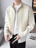 Herrtröjor 2023 modemärke Men Cardigan Slim Fit Jumpers Sticking Thick Warm Winter Korean Style Casual Clothing A28