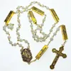 Pendanthalsband 6mm White Facet Glass Rosary Religious Rosary With Fatima Centor Singapore Katolska halsband Antque Gold Metal277s