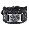 Bracelets de charme Bracelet en cuir rétro Viking pour hommes avec symbole Odin des runes Nordic Compass229s