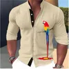 Men's Casual Shirts 2023 Fashion High Definition Parrot Print Long Sleeve Shirt Design Simple Soft And Comfortable Fabric Top S-6XL