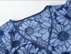 1026 2023 Runway Dress Autumn Dress Märke samma stil Empire V Neck ihålig ut ärmlös blå kvinnors klänning mode yl