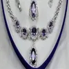 BeautifulAmethyst Inlay Link Bracelet earrings Ring Necklace Set310l