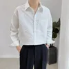 Мужские повседневные рубашки Chemise Homme черный/белый осенний свободный передний карман с длинным рукавом для мужской одежды 2024 платье-смокинг для выпускного вечера распродажа