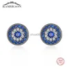 Stud 925 Sterling Silver Round Evil Eye Boucles d'oreilles Diable Hoop Boucles d'oreilles Pave Setting CZ pour les femmes Fine Jewelry Party Cadeaux YQ231026