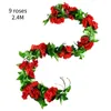 Decorative Flowers Silk Rose Artificial Wedding DIY Decor Fake Flower Home Room Wall Hanging Garland Plants Metal Arch