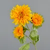 Vendita calda artificiale 3 teste sole margherita ramo fiori di seta fiore artificiale di alta qualità girasole ramo singolo girasole multicolore decorazione della casa