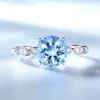 UMCHO Sky Blue Topaz Silver Ring Female Solid 925 Sterling Silver Rings For Women Wedding Band Birthstone Aquamarine GemstoneY1882286Y