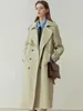 Women's Trench Coats FSLE Classic Fashion Double-breasted Mid-length Coat Female Spring British Style Solid All-match Windbreak For Women