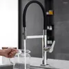 Kitchen Faucets Faucet Deck Mounted Pull Down Mixer Rotation Stream Sprayer Nozzle Sink Cold Taps Gray Chrome