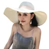 Chapéus de aba larga feminino grande chapéu de palha dobrável boné grande sol verão