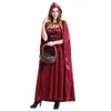 Traje de natal cosplay traje novo rpg roupa pouco vermelho equitação capuz vampiro vestido longo gótico rainha desempenho traje