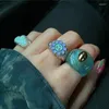 Cluster Ringe Ins Vintage Echt vergoldet Sonnenblumen Ring Temperament Nette Tropfen Öl Blume Für Frauen Mädchen Mode Schmuck Geschenk